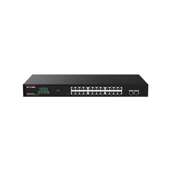 IP-COM Switch Menedzselhető - G2226F (24x1Gbps + 2x1Gbps SFP;  52Gbps; Rack)