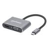 Manhattan Kábel átalakító - USB-C to HDMI & VGA 4-in-1 (HDMI, VGA USB-A, USB-C PD (87 W))
