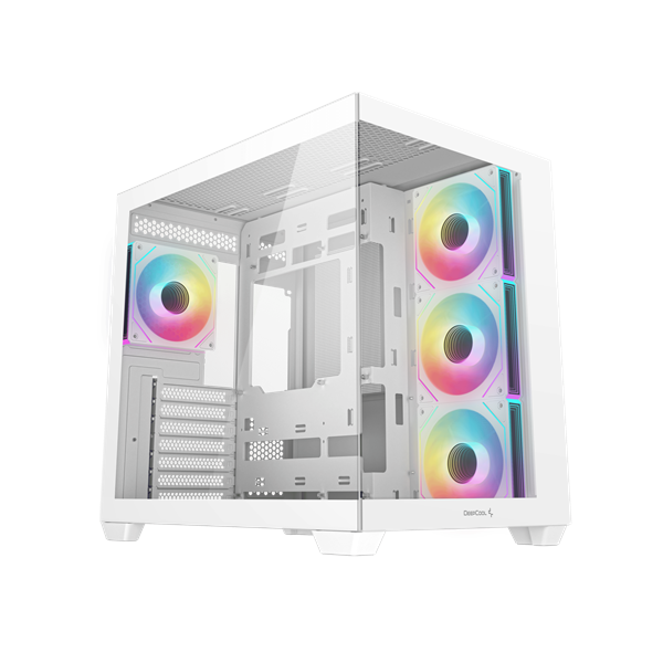 DeepCool Számítógépház - CG530 4F WH (fehér, ablakos, 4x12cm A-RGB, BTF, ATX, 2xUSB3.0, 1xUSB2.0)