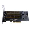 Orico PCI-E bővítőkártya - PDM2 (PCI-E 3.0 x4, Kimenet: M.2 NVMe, Max.: 2x 2TB, M-key/B-key)