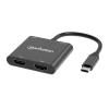 Manhattan Kábel átalakító - USB-C PD to Dual-HDMI Monitor Adapter for Laptop and Tablet