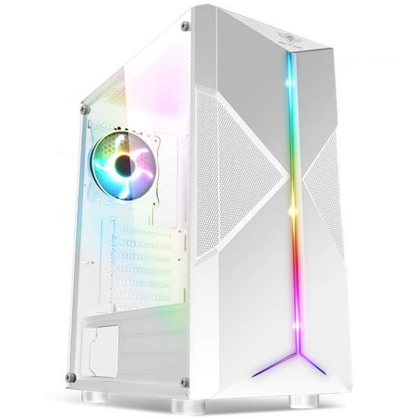 Spirit of Gamer Számítógépház - CLONE 3 White (fekete, ablakos, 8x12cm ventilátor, alsó táp,  ATX, 1xUSB3.0, 2xUSB2.0)
