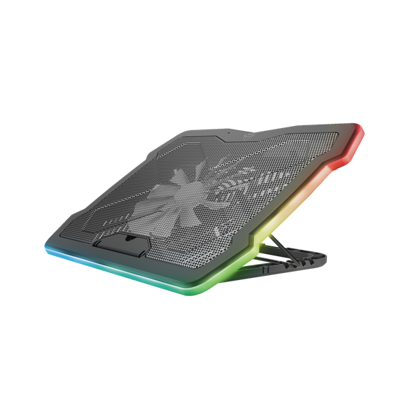 Trust Notebook Hűtő Pad - GXT1126 Aura (állítható dőlésszög; USB-ről működő ventilátor; LED; fekete)