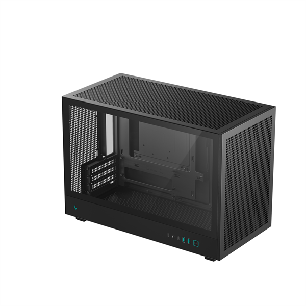 DeepCool Számítógépház - CH260 (fekete, Mini-ITX/Micro ATX (BTF), 2xUSB3.0, Type-C, fekete)