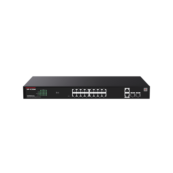 IP-COM Switch Menedzselhető PoE - G2220P-16-250W (16x1Gbps + 2x1Gbps Uplink + 2xSFP;  16af/at PoE+ port; 250W; rack)