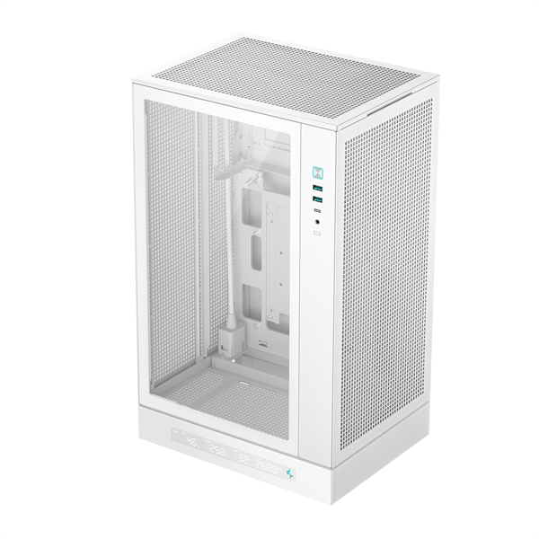 DeepCool Számítógépház - CH270 DIGITAL WH (fekete, Mini-ITX/Micro-ATX (BTF), 2xUSB3.0, Type-C, fehér)
