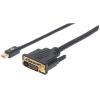 Manhattan Kábel - Mini DisplayPort 1.2a to DVI kábel (Mini DisplayPort 1.2a Male to DVI-D 24+1 Male, 1.8 m, Fekete)