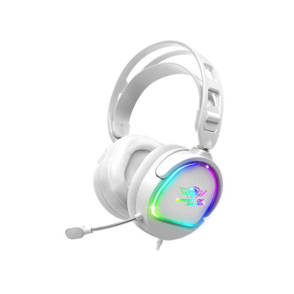 Spirit of Gamer Fejhallgató - PRO-H6 RGB White (MultiPlatform, mikrofon, 3.5mm jack, hangerőszabályzó, 2m kábel, fehér)