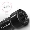 Autós töltõ Axagon PWC-5V5 USB Type A 2 port SmartCharge 24W Fekete