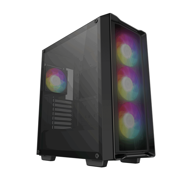 DeepCool Számítógépház - CC560 MESH V2 (fekete, ablakos, 4x12cm A-RGB ventilátor, ATX, 2xUSB3.0, fekete)