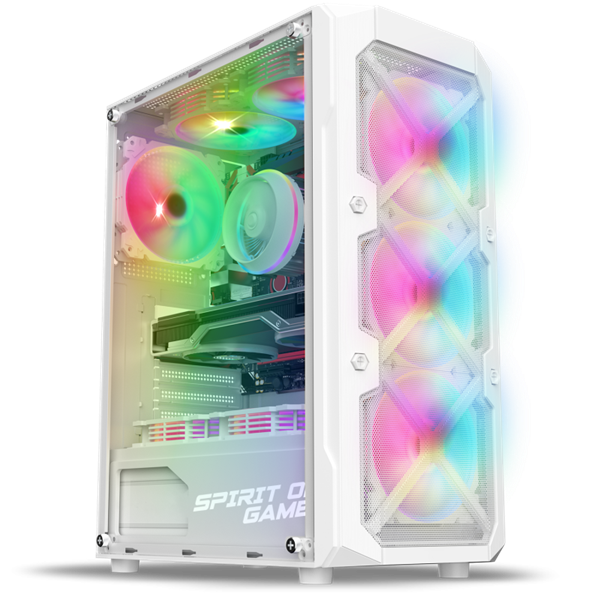 Spirit of Gamer Számítógépház - REBEL XT White (fekete, ablakos, 4x12cm ventilátor, alsó táp,  ATX, 1xUSB3.0, 2xUSB2.0)