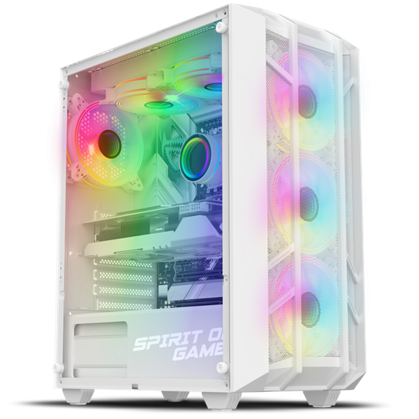 Spirit of Gamer Számítógépház - REBEL NX White (fekete, ablakos, 4x12cm ventilátor, alsó táp,  ATX, 1xUSB3.0, 2xUSB2.0)