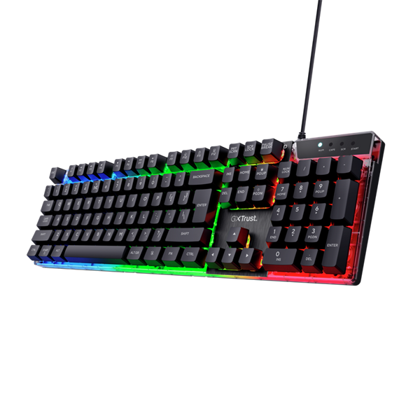 Trust Billentyűzet Gamer - GXT 835 Azor (LED háttérvilágítás; USB; fekete; magyar)