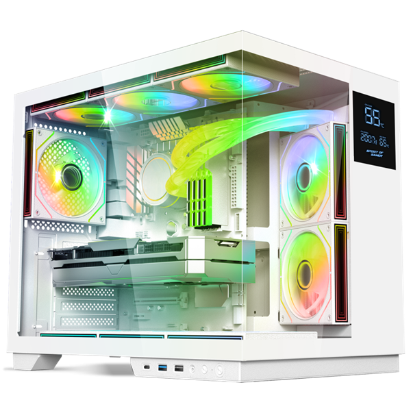 Spirit of Gamer Számítógépház - VIPER CRX White (fekete, ablakos, 6x12cm ventilátor, alsó táp,  ATX, 1x USB-C, 2x USB-A)