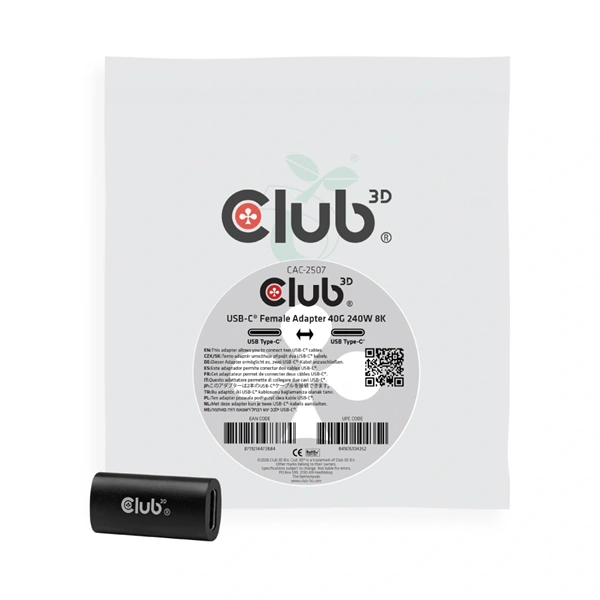 Club 3D Átalakító - CAC-2507 (USB-C to USB-C F/F, toldó adapter)