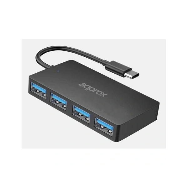 APPROX USB HUB - Type-C 4in1 HUB (4db USB3.0) Fekete