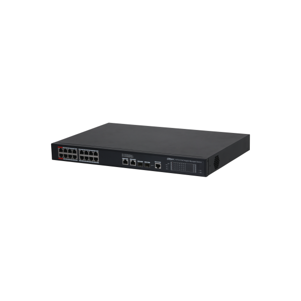 Dahua Menedzselhető PoE switch - S4220-16GT-190 (18x 1Gbps; 16x PoE/PoE+; 2x 1Gbps SFP; 190W)