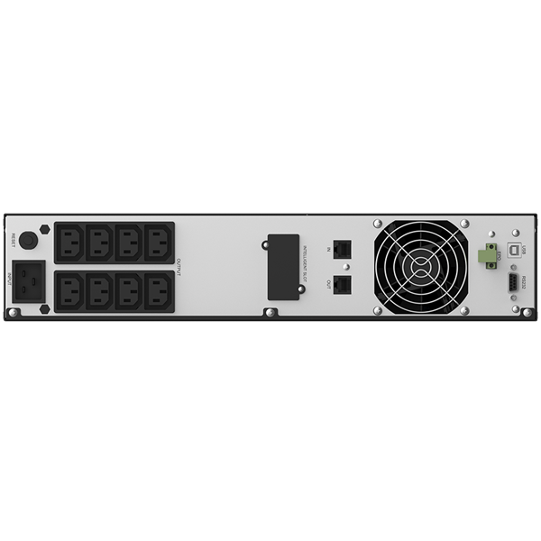 NJOY UPS 3000VA - Argus 3000 (8 IEC C13 kimenet, line-interaktív, RJ45, RS232, USB, szoftver, LCD kijelző, 2U rack)