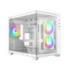ID-Cooling Számítógépház - VIEW 500 ARGB WH (ablakos, 3x12cm A-RGB, BTF, mATX, 1xUSB3.0, 1xUSB2.0, fehér)