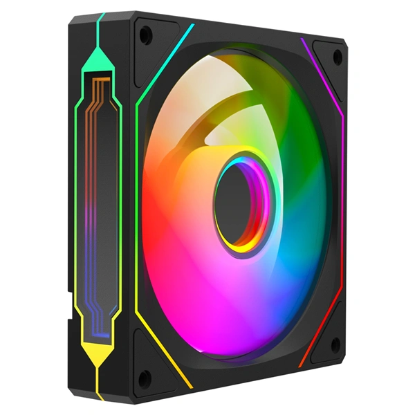 Rampage Cooler 12cm - 7C-120S (max 21,2 dBA, 65,41 m3/h, ház hűtésre, A-RGB LED, fekete)