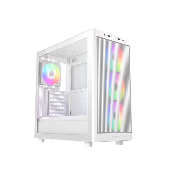 ID-Cooling Számítógépház - WARE 510 ARGB WH (ablakos, 4x12cm A-RGB, ATX, USB3.0, 1xUSB-C, 1xUSB2.0, fehér)