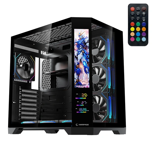 Rampage Számítógépház - NOVA V2 (fekete; üveg; ATX; 9,17
