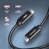 AXAGON BUCM2-CM25AB TÖLTŐ kábel USB-C <-> USB-C 2.0, 2.5m, PD 240W 5A, ALU, Fonott, fekete