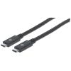 Manhattan Kábel - USB-C Male to USB-C Male, 2m,  60W/3A, 4K@60Hz, Fekete