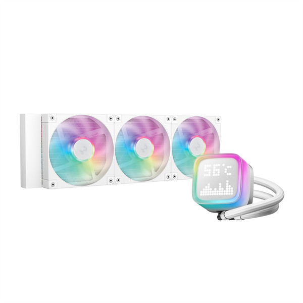 DeepCool CPU Water Cooler - LP360 WH (max 21dB; max. 122,39 m3/h; 3x12cm, LED kijelző, fehér)