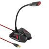 Promate USB Mikrofon - STREAMER (Plug & Play, flexibilis, 3,5mm port, piros)