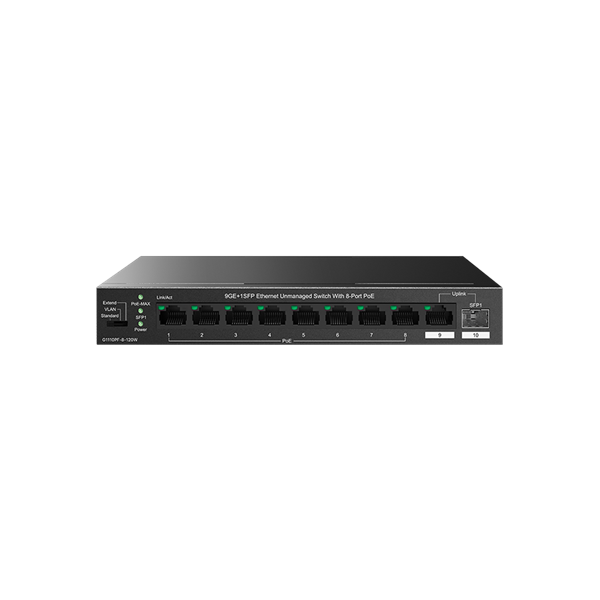 Tenda Switch PoE - TEG1110PF-8-120W (9x1Gbps; 1xSFP; 8x af/at PoE; 92W)