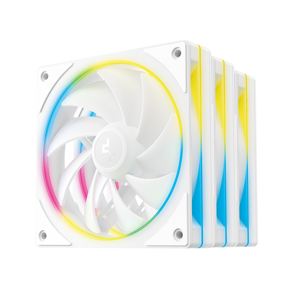 DeepCool Cooler 12cm - FL12 SE WH (3in1) (28.67dB; max.86,20 m3/h; 3x12cm, 3pin; hydro bearing, ház hűtésre, RGB, PWM)