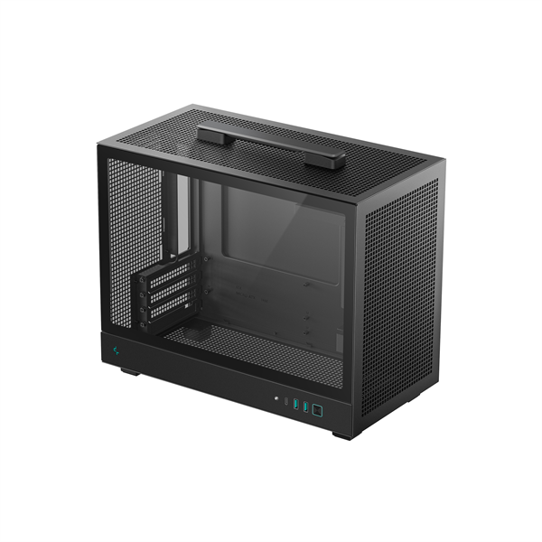 DeepCool Számítógépház - CH160 PLUS (fekete, mATX, 2xUSB3.0, Type-C, fekete)