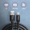 Axagon BUCM-AM15AB USB-C  > USB-A Kabel, 1,5 m, USB 2.0, 3A,, fekete