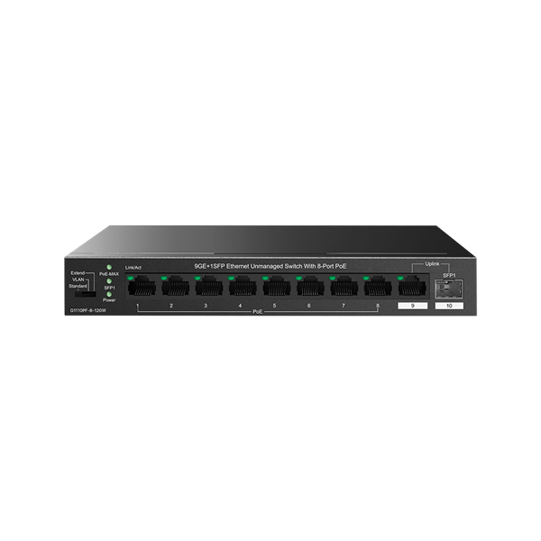 IP-COM Switch PoE - G1110PF-8-120W (9x1Gbps; 1x SFP; 8x af/at PoE port; 110W, 20Gbps)